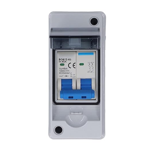 Solar DC Disconnect Switch 40A Circuit Breaker IP65 Junction Box 1000V Transparent Cover for Solar Systems