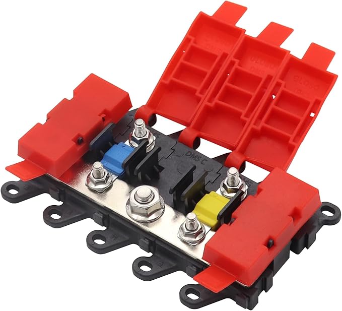 4way Midi Fuse Holder Automotive Marine Boat Car Audio Brass Fuse Blocks Midi Holder 1in 4 Out with 30A 60A 100A Midi Fuses Distribution Block