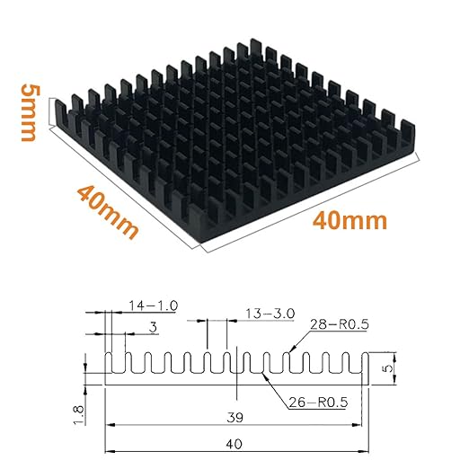 4PCS 40mm Aluminum Heat Sink with Thermal Conductive Adhesive Tape, 40×40×5mm Heatsink Cooler for Cooling TEC1-12706, VRM GPU Stepper Driver 3D Printer Stepper Motor