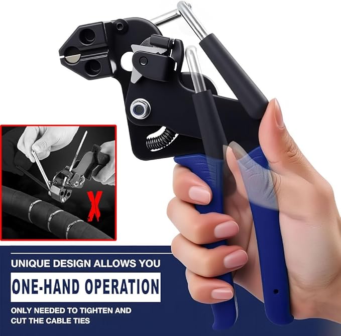 2025 Upgraded Stainless Steel Cable Tie Gun with 200pcs 11.8inch Metal Zip Ties, Fastening and Cutting Heavy Duty Stainless Steel Zip Ties for Chain Link Fence, Exhaust Pipe Outdoor