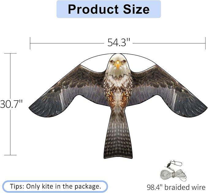 eyijklzo Bird Scarer Flying Kite Crops Farm Flying Bird Hawk Flying Kite, Only Grey Kite