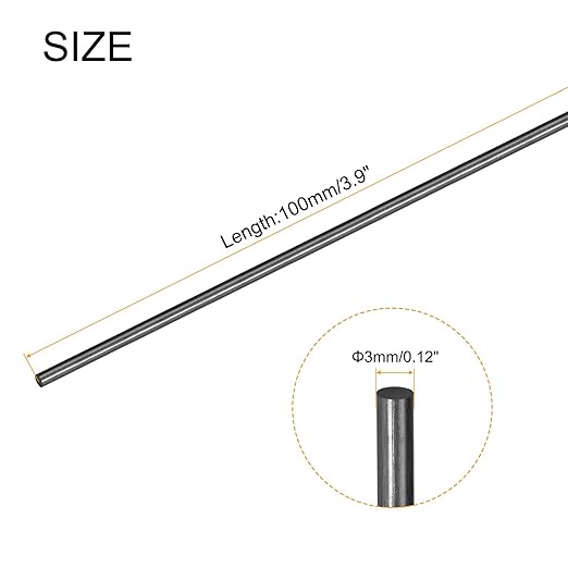 MECCANIXITY Carbon Fiber Rod, 3mm x 100mm for RC Plane DIY Tool Wing Tube Quadcopter Arm, Pack of 4