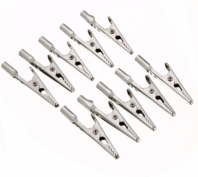 10Pcs/Lot 51mm Length Crocodile Clips Stainless Steel Screw Probe Fixing Test Alligator Clips Crocodile Clamps