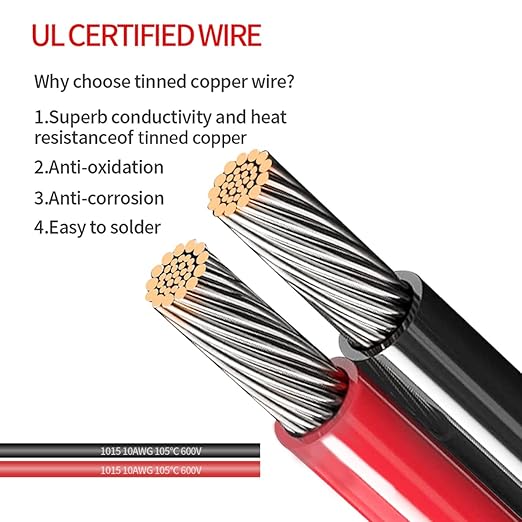 2FT 10AWG SAE Power Socket Sidewall Port to O Ring Connecters Extension Cord Cable with 10A 15A 20A 25A 30A Fuse Compatible with Solar Generator Battery Charger,for Solar Accessories