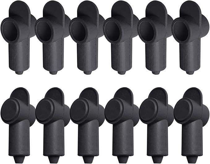 Ampper 12 Pcs Silicone 1/4", 5/16" Stud Terminal Covers, Flexible Post Terminal Cover Protector Boot for Battery Ground Junction Block Post, Fits 16-6 Gauge Wire (Black)