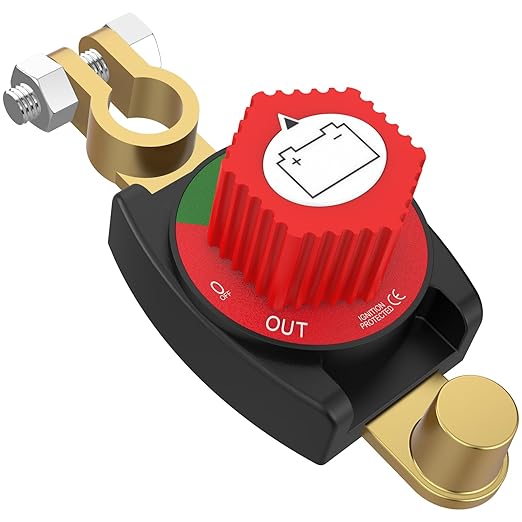 Top Post Battery Disconnect Switch, CNAODUN Battery Disconnect Switch12-48V, Car Battery Disconnect Switch for Car RV Boat and Vehicle(On/Off) Knob Removable