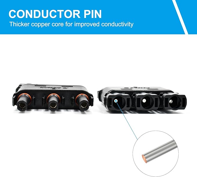 Solar Branch Connector, Y Connector IP68 1500V Solid Copper Terminal in PV Solar Series or Parallel Circuits,1 Pairs FMMM+MFFF