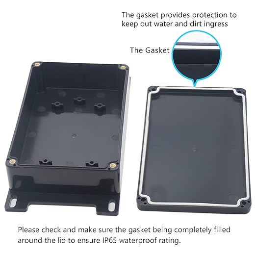 Zulkit Junction Box ABS Plastic Dustproof Waterproof IP65 Universal Electrical Boxes Project Enclosure with Fixed Ear Black 5.91 x 3.94 x 1.73 Inch (150 x 100 x 44 mm)(Pack of 2)