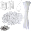 100 Pcs Cable Zip Tie Saddle Type Mounts Base with 100 Pcs 8" Cable Ties and 100 Pcs Tapping Screw, Wire Cable Clips Organizer Holders Clamps White