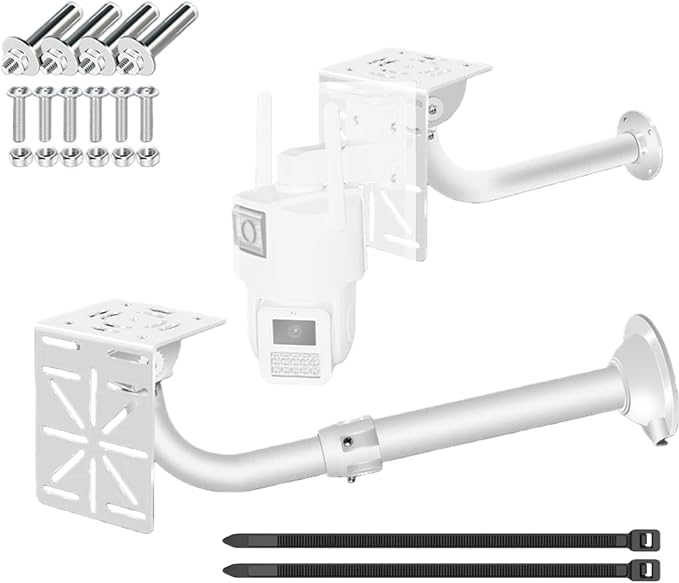 Telescoping Aluminum Wall Mount (11.8-23.6in / 30-60cm) with L-Shaped Adapter - Adjustable Length for CCTV Dome/IP/PTZ Cameras, Indoor/Outdoor Heavy-Duty Use