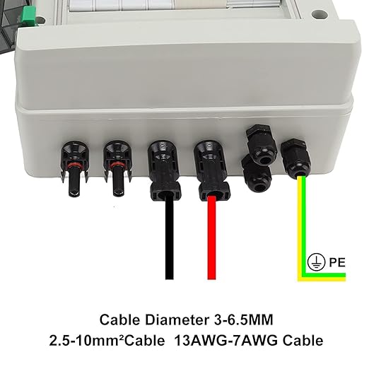 Plastic Solar PV Combiner Box - 2-String 15A Rated Arrester 2-In-1-Out DC 1000V with IP67 Water Resistance, Polycarbonate and ABS Material, Transparent Cover