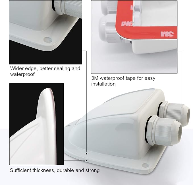 ABS Solar Double Cable Entry Gland for All Cable Types 2mm² to 6mm² for Solar Panels on RV Camper Van Travel Trailer Boat Cabin-White