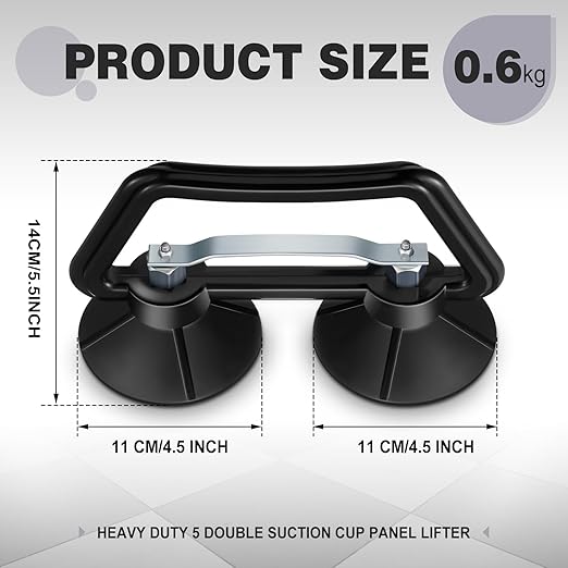 Shimeyao 1 Pcs Heavy Duty 5 Double Suction Cup Panel Elevator for Steel Raised Floor Panels Tile Marble Glass and Granite