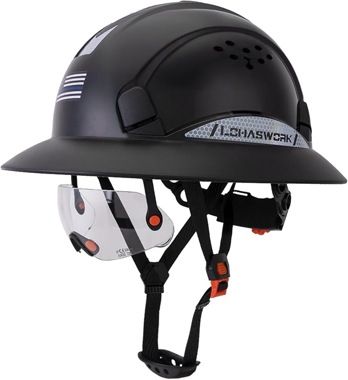 Full Brim Hard Hat Construction OSHA Approved Vented Hard Hat Cascos De Construccion Adjustable Cool Vent Work Safety Helmet for Men and Women