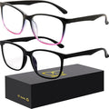 Blue-Light Blocking Glasses Computer Reading/Gaming/TV/Phones Glasses Fashion Anti Eyestrain Glasses for Women Men（B1 Black + Black Violet）