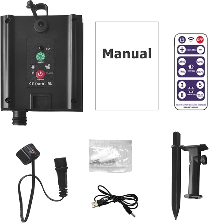 ZPSHYD Solar Battery Box for LED String Lights, Outdoor String Lights Control Panel with DC Charging 8 Remote Control Modes Pack Powered Lithium Panel Light w/Remote Control (3V)