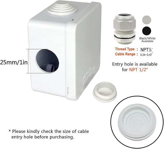 LeMotech Junction Box, ABS Plastic IP55 Water Resistant and Dustproof, Universal Electrical Enclosure, Outdoor and Indoor Project Box, Outer Size 3.1" x 3.1" x 1.9", White (Pack of 2)