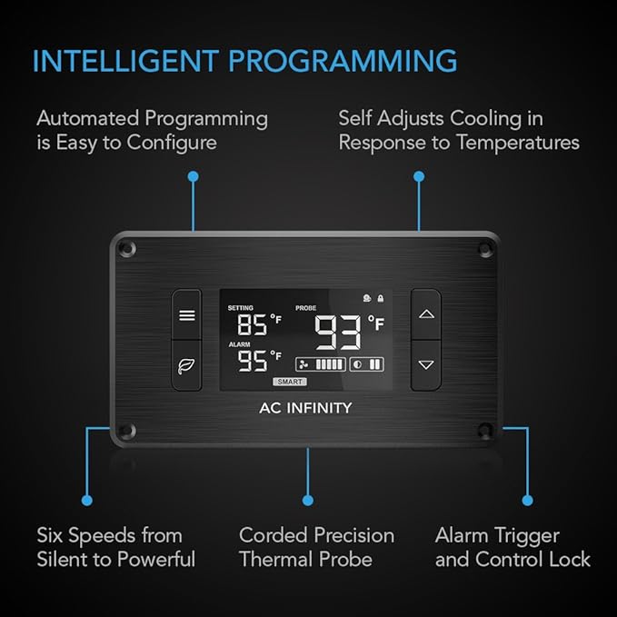 AC Infinity AIRPLATE T3, Quiet Cooling Fan System 6" with Thermostat Control, for Home Theater AV Cabinets