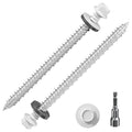 # 3/16 * 3" 270PCS 5lbs White Hexagonal Metal Sheet roof Screws,#10 * 3 with EPDM washers and Hexagonal self Tapping, Used for Metal to Wood, Corrugated Roofs.5 * 75mm