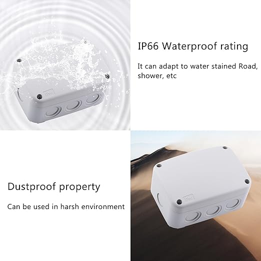 Outdoor White Junction Box,Nineleaf IP66 Waterproof Electrical Project Boxes PVC/ABS Weatherproof Plastic Enclosure Box Universal Watertight 4.9 x 3.3 x 2.3 inch (125x86x62mm), 1PCS