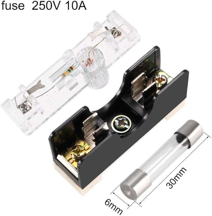 uxcell Fuse Holder FS-101 Single Pole with Indicator Light 6mmx30mm Fuse Included 250V 10A 5Pcs