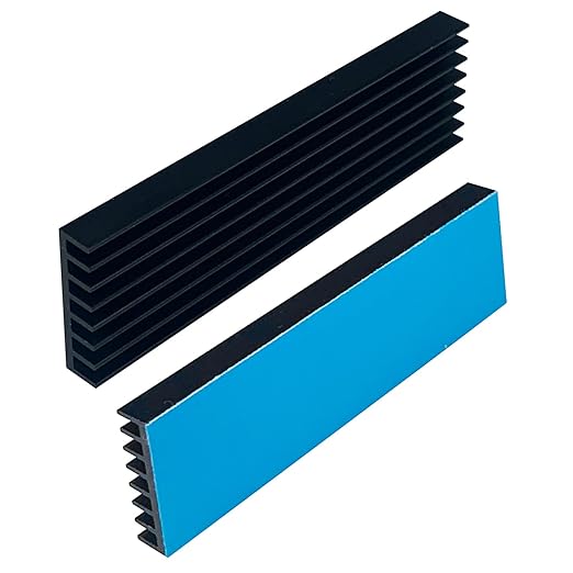 2Pcs Black Aluminum Heat Sink with Thermal Conductive Adhesive Tape, 70×22×6mm Heatsink Cooler for Cooling M.2 Drive PC/PS5 SSD