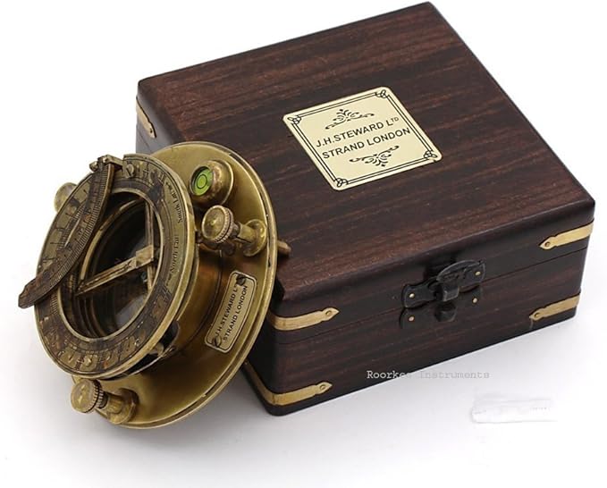 Compass Gift for Mom/Dad, Antique Nautical Directional Magnetic Sundial Pocket Compass Gifts for Women/Men with Leather Case or Wooden Box, Baptism 2026 Communion Christian Luxury Gift, Anniversary