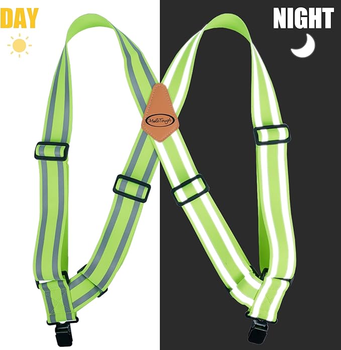 MELOTOUGH Reflective Safety Suspenders|Work Suspenders with Hi Viz Reflective Strip Hold Up Tool Belt Suspenders