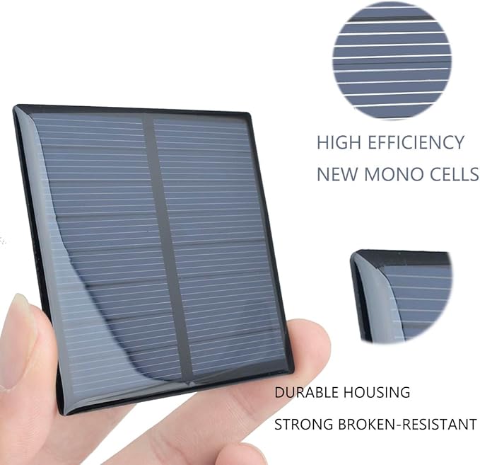 10pcs Epoxy Solar Panel 5.5V 190mA Mini Polycrystalline Solar Cell Panel 70mm x 70mm/2.76" x 2.76" for Solar Power Mini Solar Cells DIY Solar Light Phone Charger Flashlight