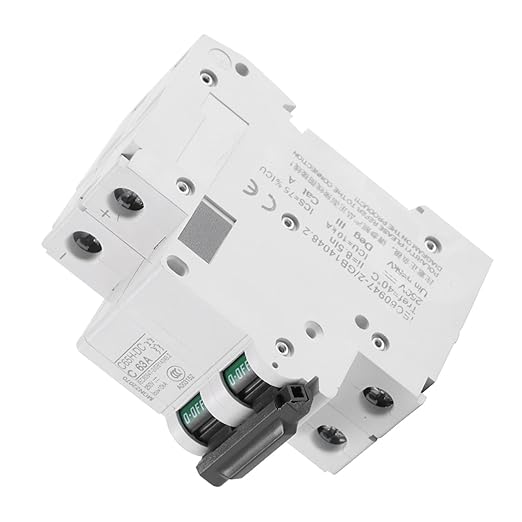 Miniature Circuit Breaker, DC Circuit Breaker, 2P 250V 63 Amp Low Voltage Din Rail Mount DC Circuit Amp Solar Double Pole Miniature Air Circuit Breaker