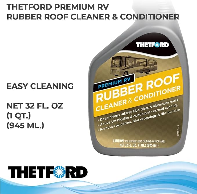 Thetford 32512 Premium RV Rubber Roof Cleaner and Conditioner-32, 32 fl. oz