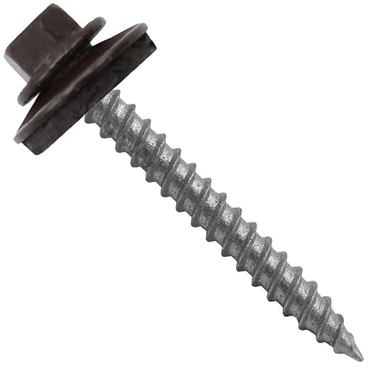Metal Roofing Screws: (250) 12 x 2 Dark Brown Hex Sheet Metal Roof Screw. Sharp Point Metal to Wood siding Screws. 5/8" EPDM Washer