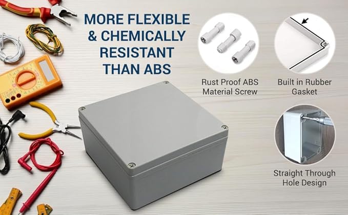 Co. 10" x 8" x 4" Weather & Dust Proof IP65 PS Plastic Universal Electrical Junction Conduit Box and DIY Project Enclosure, Use for Outdoor and Indoor (1 Pack)