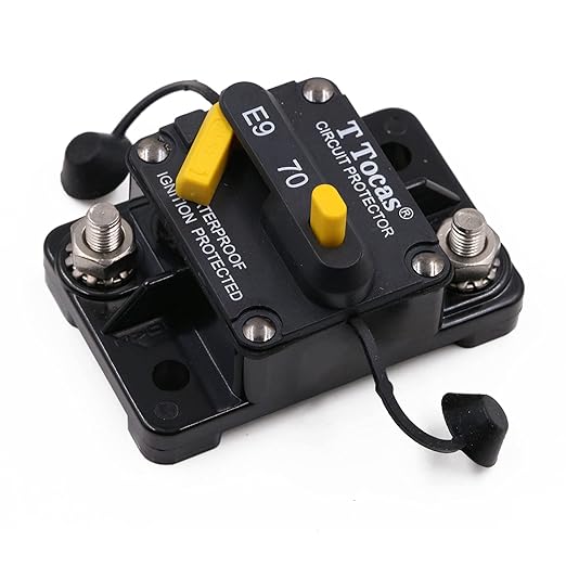 E9 70 Amp Circuit Breakers with Manual Reset | Surface Mount | 12V - 72V DC 70A Switchable