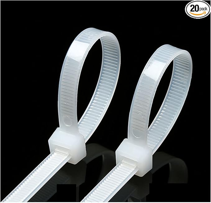 Extra long zip ties 36 inch white Large cable ties heavy duty outdoor use 250 lbs thick Nylon plastic Zipties 20pcs