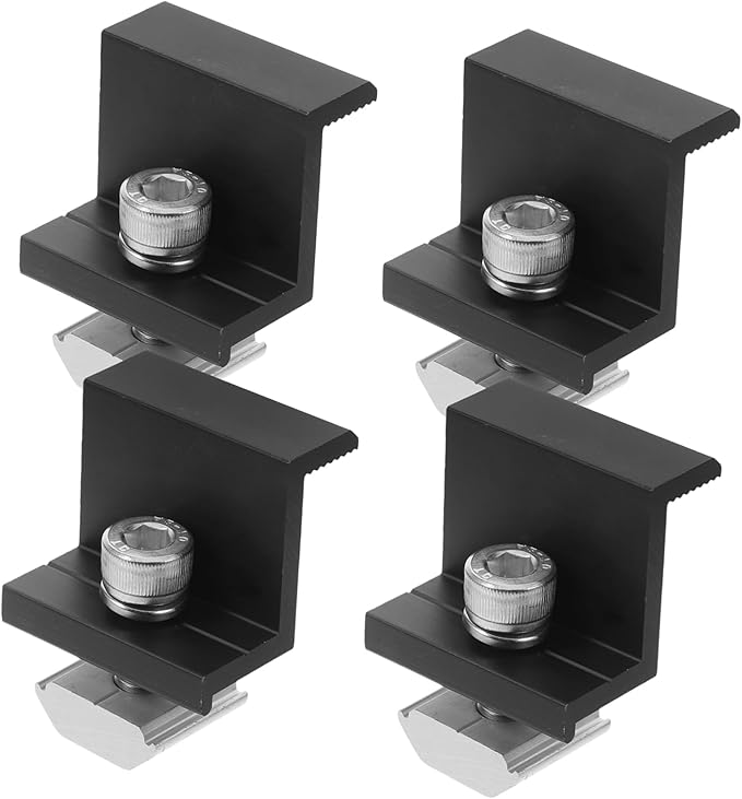 ibasenice 4pcs Solar Panel Mounting Brackets Photovoltaic Bracket Pressing Block Aluminum Alloy Easy Install for Ground Roof