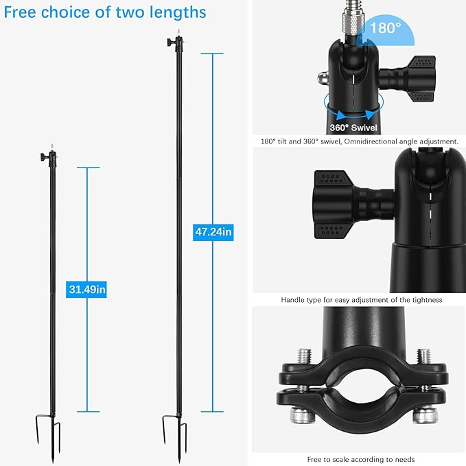 2-in-1 Ground Stake Mount and Silicone Skin Cover Compatible with R-ing Stick Up Cam Battery Camera and Solar Panel Bracket (Black)