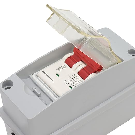Focket 32A 500V PV DC Disconnect Switch, MCB 2P Solar Current Sink Load Switching Air Miniature Circuit Breaker with IP65 Distribution Box for Panel (Without Cable)
