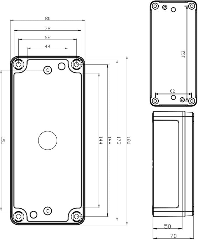 MAKERELE Waterproof Electrical Box Outdoor Junction 7.08”3.15”2.76” (1808070mm) Outdoor Watertight DIY Electronics Enclosure with 2 NPT 1/4” Glands