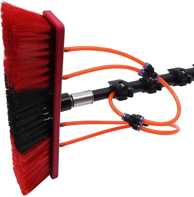 24 FT Solar Panel Cleaner Kit, Water Fed Pole Kit for Window Glass, Solar Panel Cleaning Brush Window Cleaning System with Adjustable Telescopic Pole