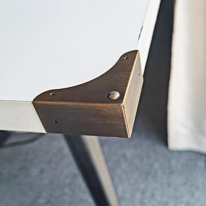 Metal Box Corner Protector, 4pcs Corner Guard Desk Box Edge Safety Decorative Protector Safety Guard Cabinet Metal Edge Bumpers for Case Wooden Furniture Hardware