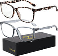 Blue-Light Blocking Glasses Computer Reading/Gaming/TV/Phones Glasses Fashion Anti Eyestrain Glasses for Women Men（B4 Gray + Douhua）