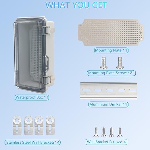 Electrical Box, Outdoor Waterproof Box IP67 Junction Box with Mounting Plate,ABS Plastic Project Box Power Cord Enclosure Clear 7.9" Dx3.9 Wx2.8 H