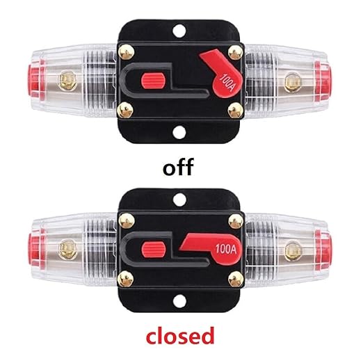 100 Amp Circuit Breaker Manual Reset Inline Fuse Inverter for Car Marine Trolling Motors Boat ATV Audio Solar Inverter System Protection 12V-24V DC 100 Amp