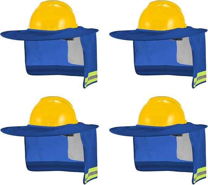 4 Pack Sun Shade Full Brim, Visor Mesh Neck Sun Shield with Reflective Strips Neck Sunshade Cover, Accessories (Blue)