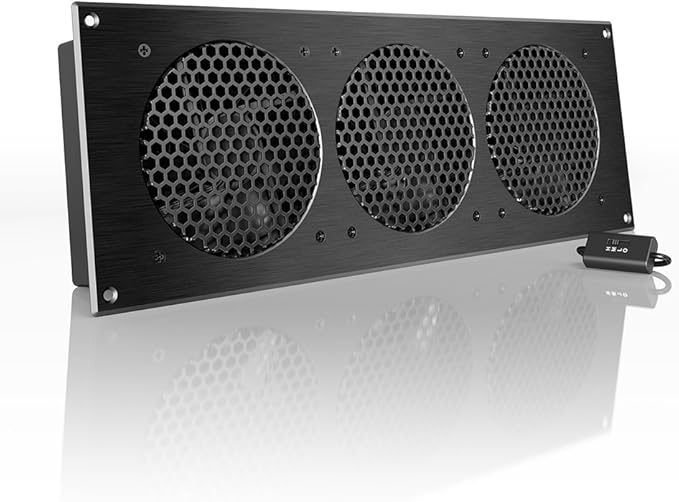 AC Infinity AIRPLATE S9, Quiet Cooling Fan System 18" with Speed Control, for Home Theater AV Cabinet Cooling