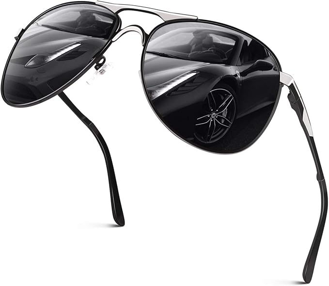 GQUEEN Classic Military Style Pilot Polarized Sunglasses Spring Hinges Al-Mg for mens womens MOS1
