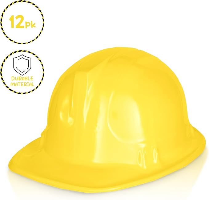 Windy City Novelties 12-Pack Construction Hats - Versatile Party Favors & Costume Accessories Kids Parties & Costume Props