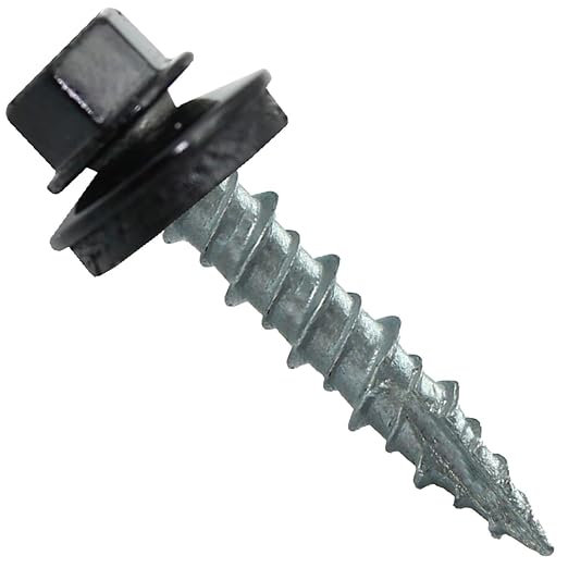 Metal ROOFING SCREWS: (250) 10 x 1" Black Hex Head Sheet Metal Roof Screw. Self starting metal to wood siding screws. EPDM washer. Colored head