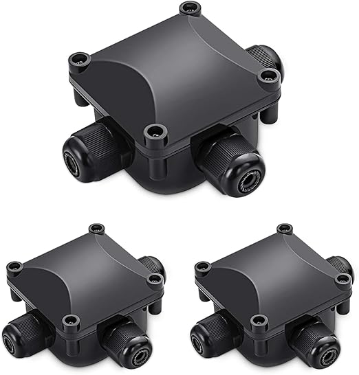 Waterproof Junction Box, IP68, 3-Way Outdoor Cable Connectors,Outdoor/External Electrical Light Junction Box Ø 6mm-10.2mm (3 Pack)